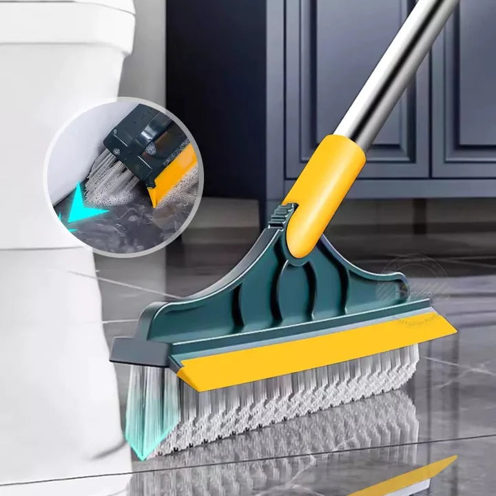 2 In 1 Floor Brush With Long Handle Wiper Stiff Bristle