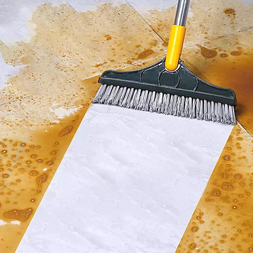 2 In 1 Floor Brush With Long Handle Wiper Stiff Bristle