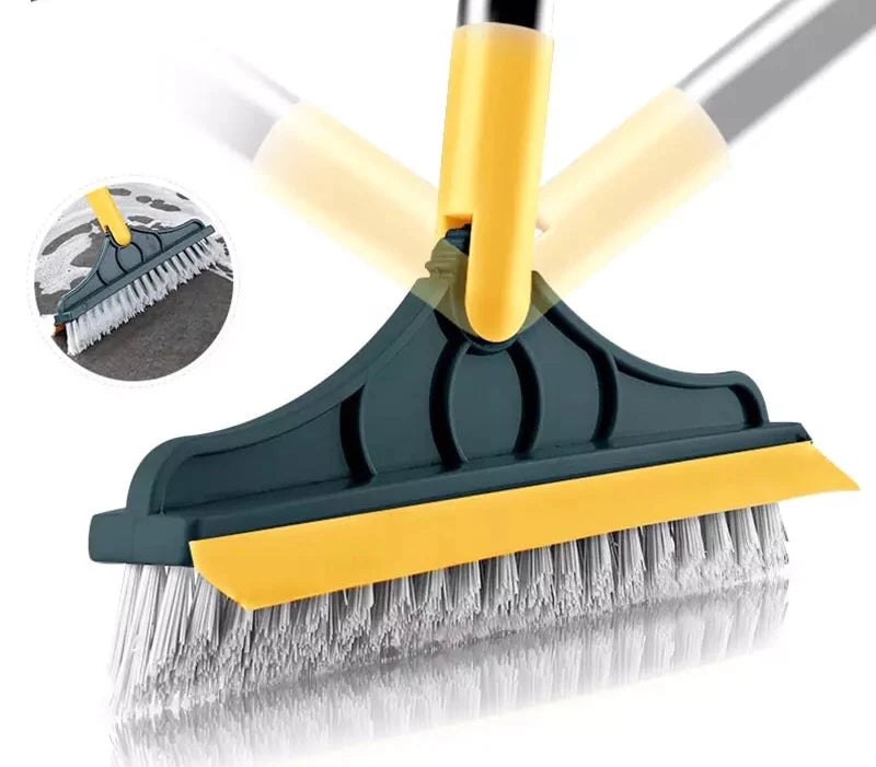 2 In 1 Floor Brush With Long Handle Wiper Stiff Bristle