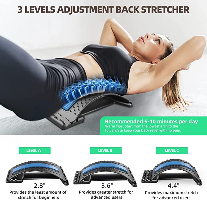 Back Stretcher Lumbar Back Pain Relief Multi-level Back Massager Device