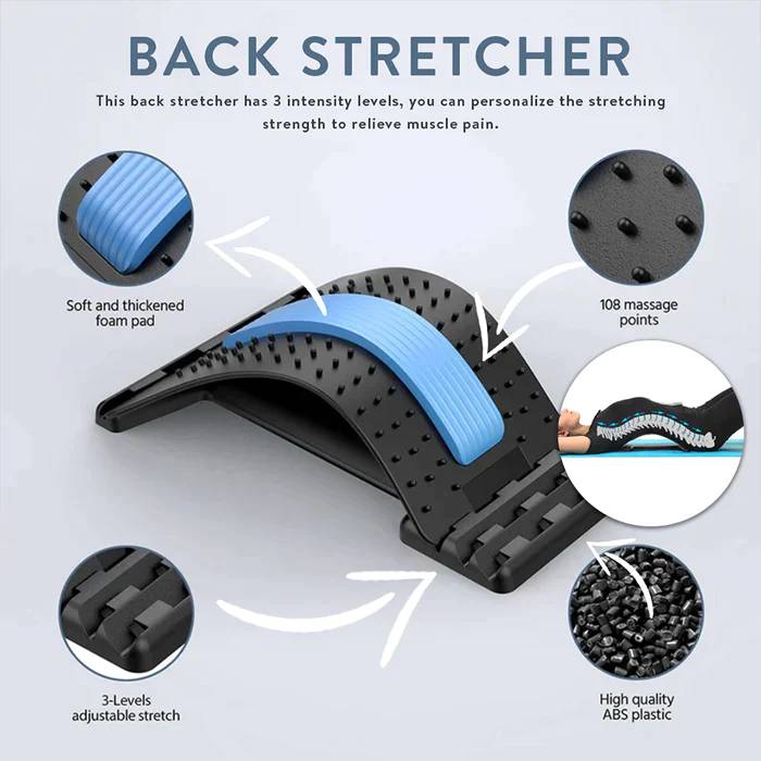 Back Stretcher Lumbar Back Pain Relief Multi-level Back Massager Device