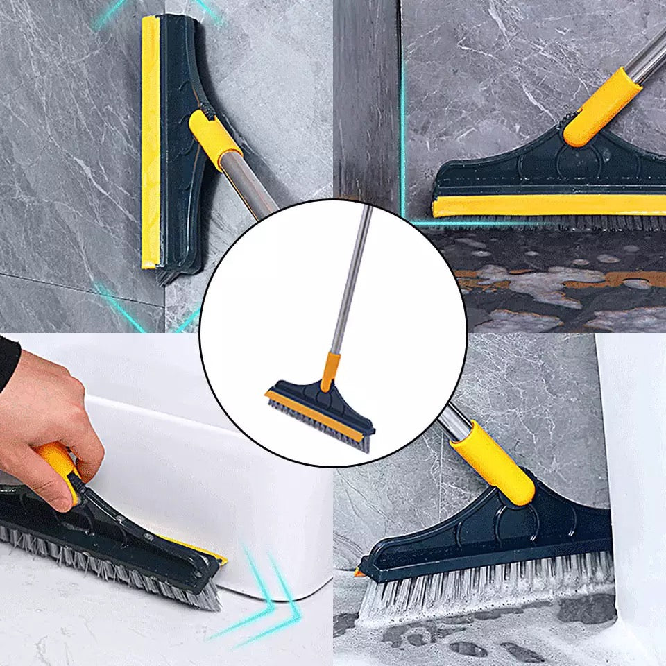 2 In 1 Floor Brush With Long Handle Wiper Stiff Bristle